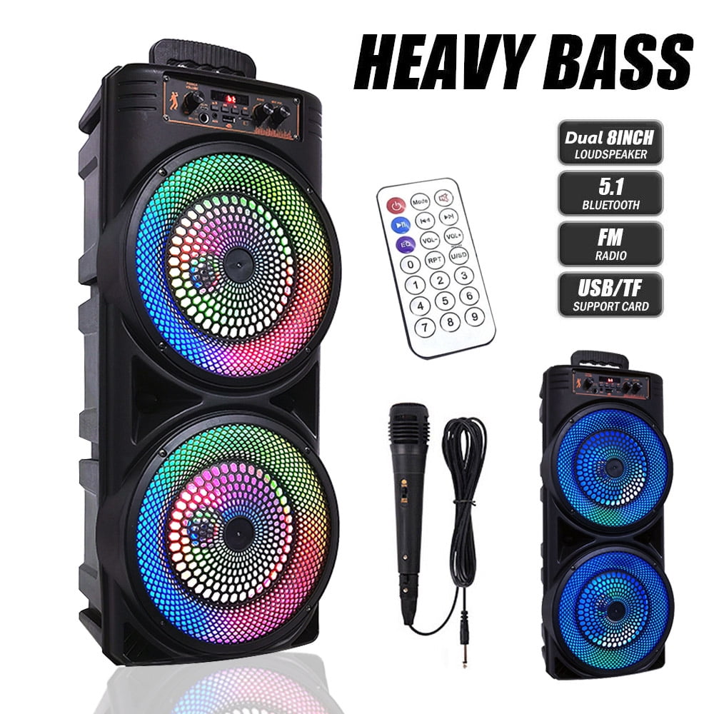 8-Inch Bluetooth Double Subwoofer: Portable, Rechargeable