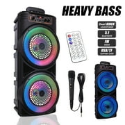 Oture Portable Bluetooth PA Speaker,5000W Dual 8 Speaker Rechargeable Outdoor Party Karaoke Audio System -FM/AUX/MP3/USB