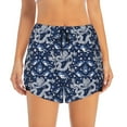 Yiaed Dragon Print Women's Running Shorts with Liner 3 Zipper Pockets