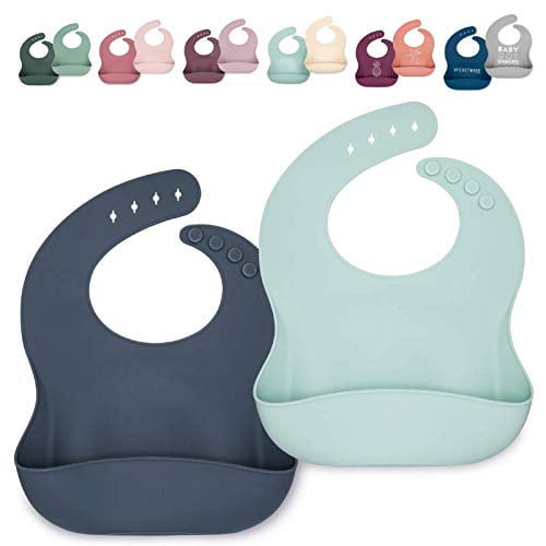 Waterproof Bibs Made with BPA Free Silicone Set of 2 Easy Clean Babies or Toddler Adjustable Oliver Silicone Bib Set Perfect for Girls and Boys Blue Skies Ava Excellent Baby Shower Gift