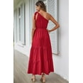 thumbnail image 3 of PRETTYGARDEN Women's Summer Floral One Shoulder Maxi Dress Knot Ruffle Boho Beach Vacation Wedding Guest Long Sun Dresses, 3 of 7