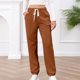 thumbnail image 2 of Gibobby Pantalones de invierno para mujer termicos Pantalones de chándal de forro polar peludo para mujer, pantalones de forro polar con cordón grueso para invierno(Café,M), 2 of 5