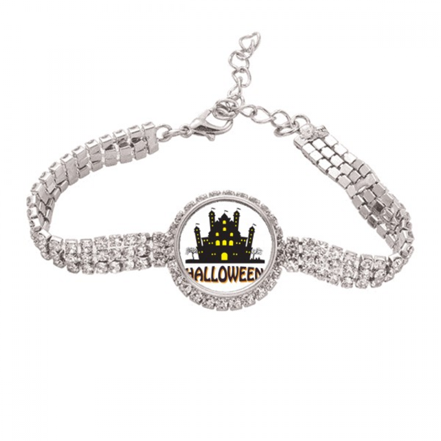 Halloween la iluminada castillo Pulsera de tobillera de cadena de tenis, joyería de diamantes