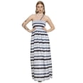 thumbnail image 4 of LA LEELA Women's Summer Boho A line Slit Maxi Beach Dress Smocked Top Evening Long Strapless Tube Dresses for Women L-XL Grey Stripe, 4 of 7