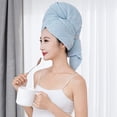 thumbnail image 5 of Hair Towel Hat Absorbing Large Wrap with Elastic Strap Fast Drying Anti Frizz Solid Color Towel Wrap, Bath Towel, 5 of 5