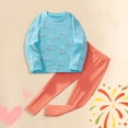thumbnail image 2 of Toddler Baby Girl Fall Winter Clothes Crewneck Sweatshirt Long Sleeve Print Shirt and Pants Outfits 6-12 Months 12-24 Months 2t 3t 4t 5t 6t 7t 8t 9t Children Light Blue 5-6 Years, 2 of 4