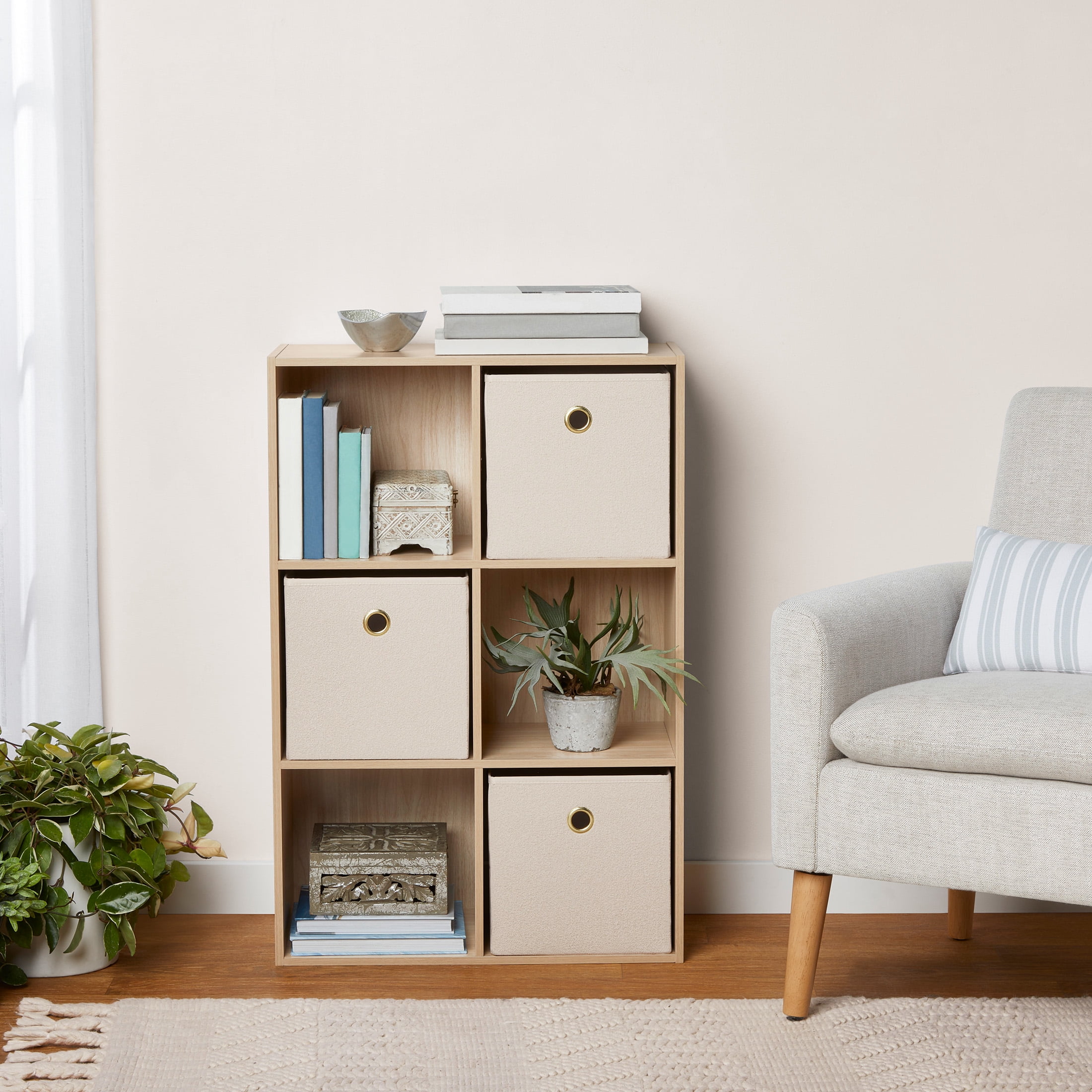 Mainstays 6 Cube Storage Organizer, Spring Pine