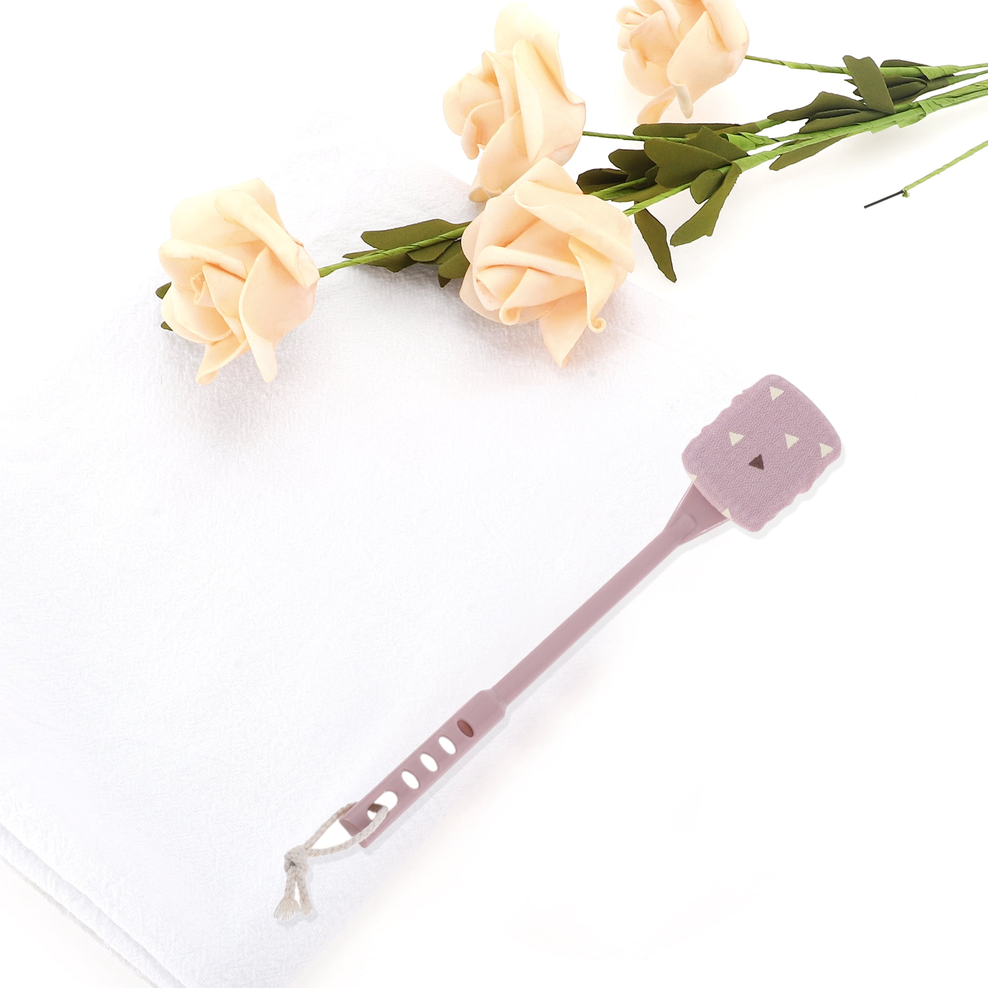 Unique Bargains Long Handle Bath Brush 15.74"x2.75"x1.18" 1 Set Pink Fine Sand