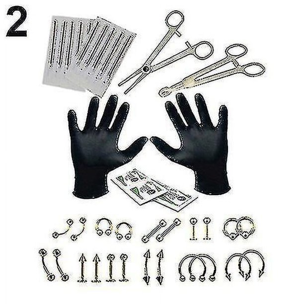 Kit de herramientas para perforación corporal profesional, juego de agujas de acero inoxidable para oreja, nariz, ombligo y pezón