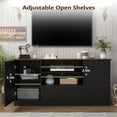 thumbnail image 4 of 63 in Farmhouse TV Stand for TVs up to 70 Inch, Modern Entertainment Center with Storage Drawer and Open Shelves, Shaker Door TV Console Media Cabinet for Living Room, Bedroom, Black, 4 of 9