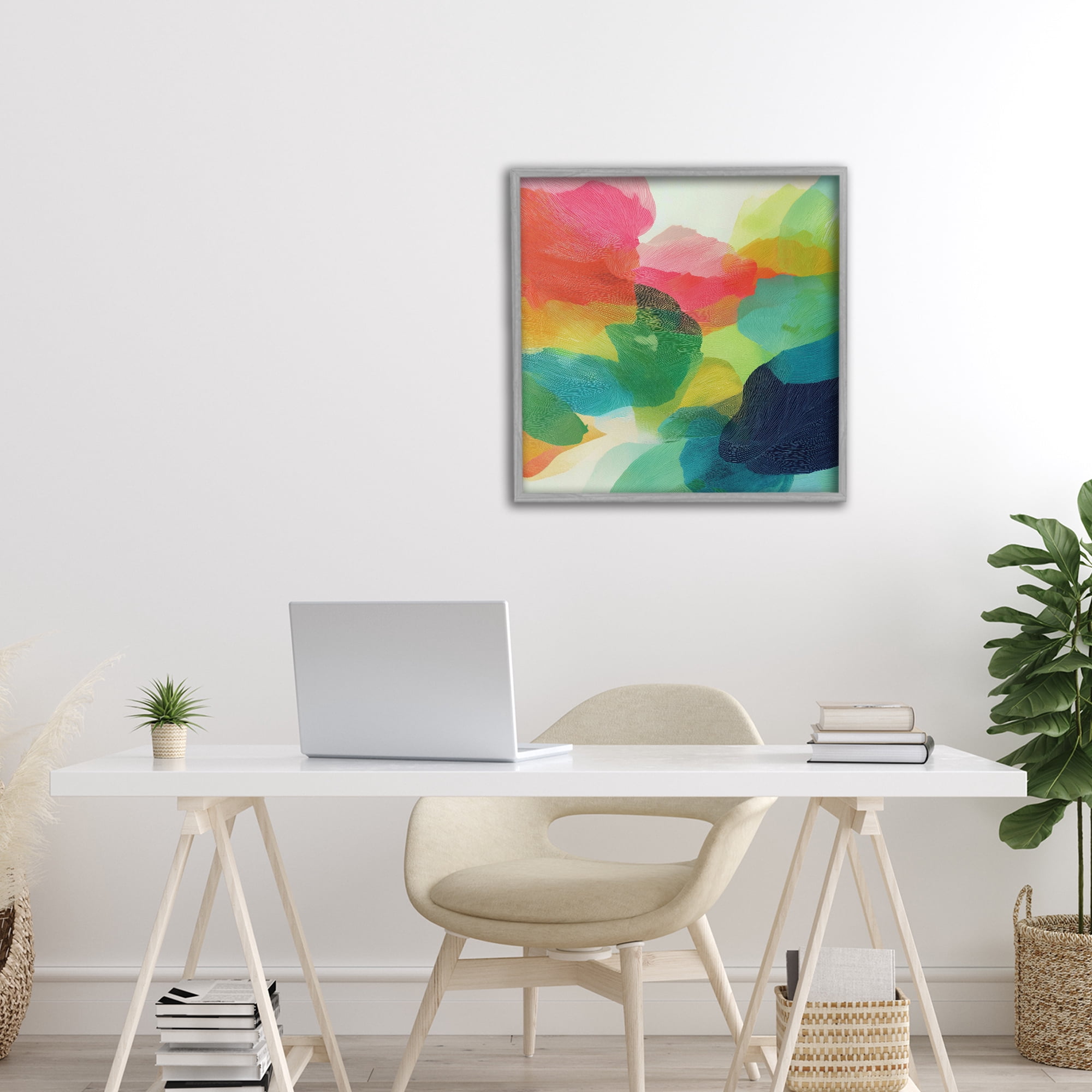 Stupell Industries Vivid Flowing Color Field Gray Framed Giclee Art, design by Chromatic Storm Studio