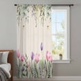 thumbnail image 3 of Pink Tulips Semi Sheer Curtains Drapes for Living Room,Bedroom,French Doors Window 45 Inches Long,Spring Floral Green Eucalyptus Leaves Rustic Rod Pocket Chiffon Curtain Drapery Voile Draperies Panel, 3 of 8