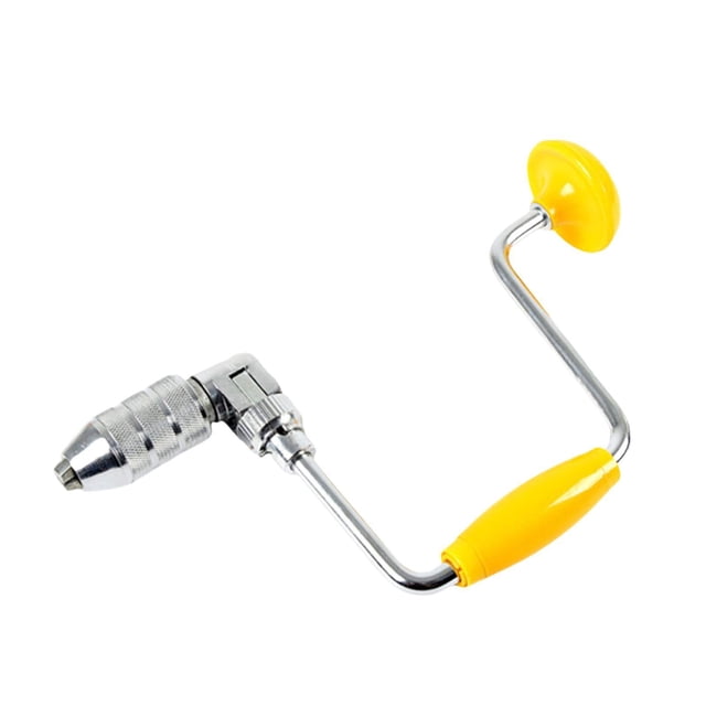 Almencla Swing Bit Brace 12" Comfortable Anti Slip Handle Woodworking Hole Punch Tool Yellow