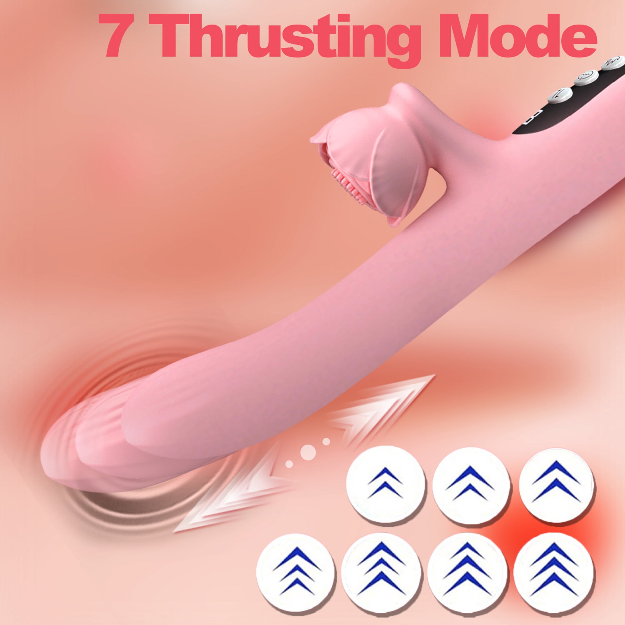 ESVOW Thrusting Rose Vibrator for Women Pleasure Female Sex Toys with 7 Vibrating & 7 Telescopic & Heating Modes Waterproof Silicone Adult Toy Stimulator for Couples