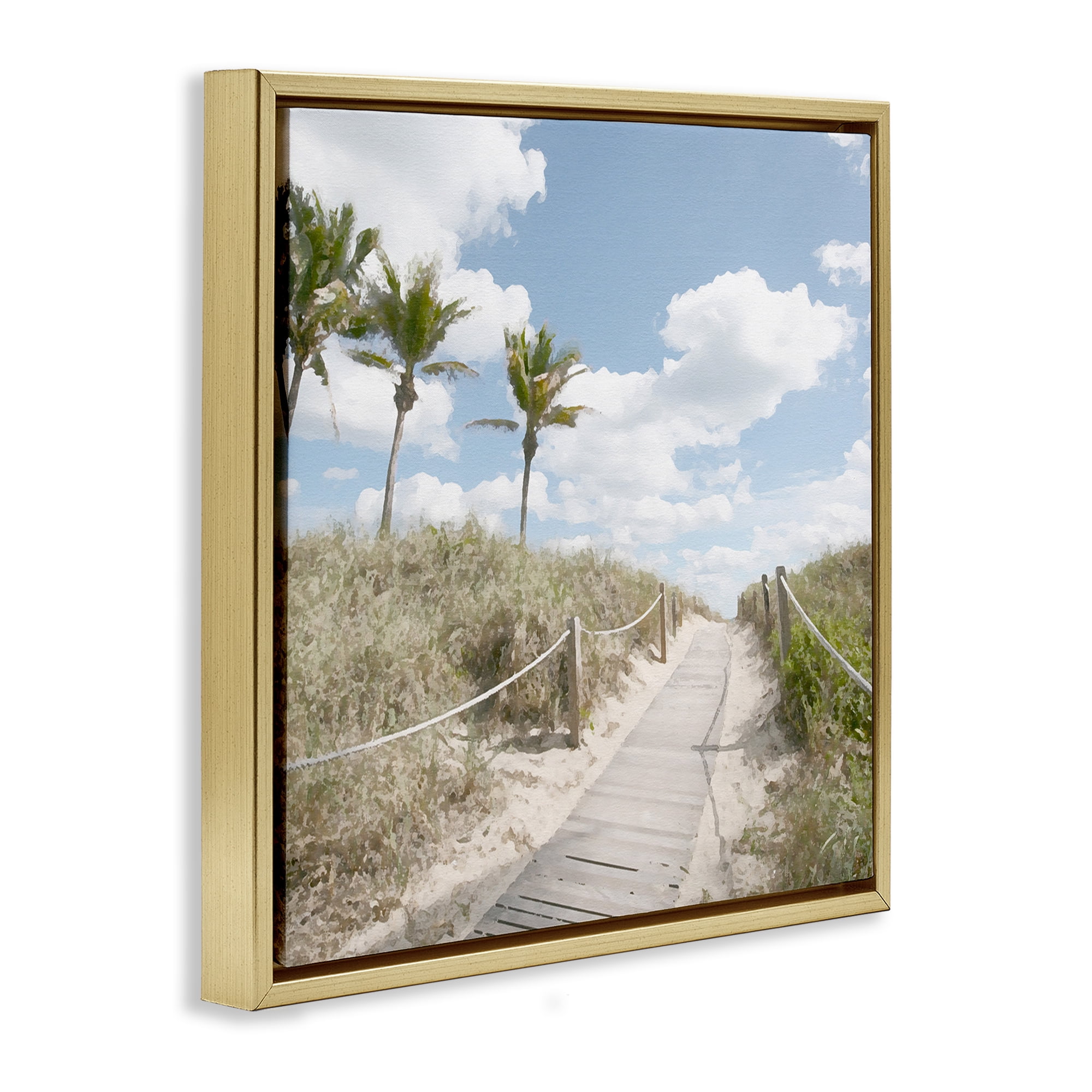 Stupell Industries Stroll In Dunes Landscape Landscape Painting Gold Floater Framed Canvas Art Print Wall Art, 18 x 18