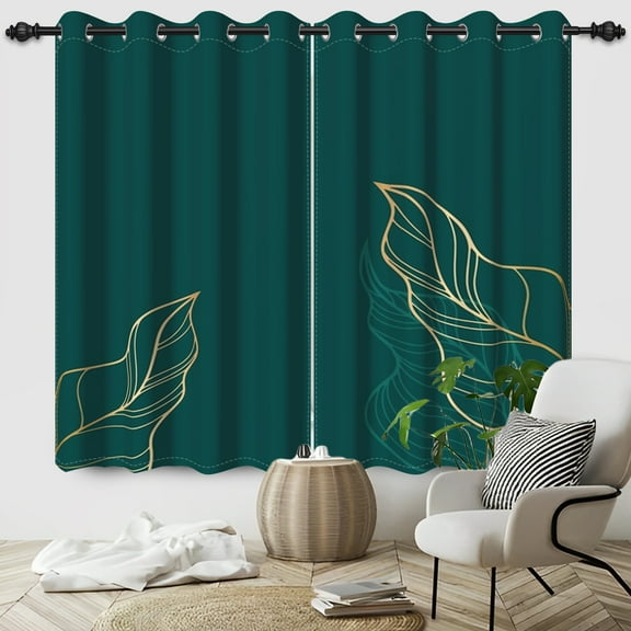 LFEEY Bedroom Darkening Curtains with Black Lining Home Decor Curtains, Green, 52x84inch, Set of 2 Panels