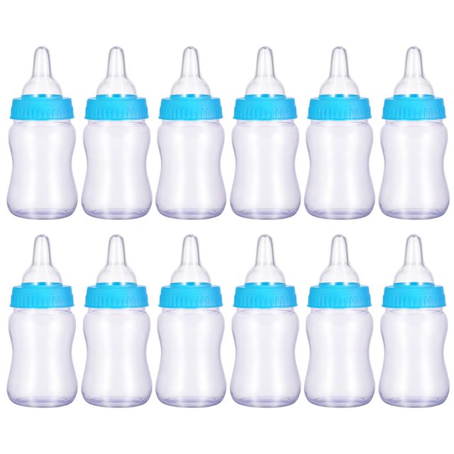 CUITING 12pcs Mini Candy Bottle Gift Box Baby Shower Pacifiers Favors (Blue)