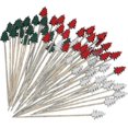 thumbnail image 1 of 100 Christmas Tree Shape Cocktail Picks, Cocktail Picks Sandwich Fruit Sticks Pearl Toothpicks Decor - jjS 26-27s, 1 of 5
