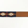 thumbnail image 3 of BE BAR H EQUINE Western Genuine Leather Men And Women Brown Belt Embroidered Blue Red & White, 3 of 4
