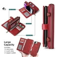 thumbnail image 6 of Feishell for iPhone 16e Crossbody Wallet Case,PU Leather Lager Capacity Detachable Cover Magnetic Buckle Card Slots Zipper Pocket Stand Phone Case with Adjustable Shoulder Strap,Red, 6 of 8