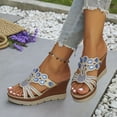 thumbnail image 1 of Women‘s Rhinestone Decor Wedge Sandals  Casual Cutout Design Platform Sandals  Comfortable Summer Shoes, 1 of 6