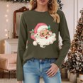 thumbnail image 2 of larppty Christmas Shirt for Women Novelty Pink Santa Xmas Graphic Long Sleeve Holiday Pullover Tops (AG, S), 2 of 8