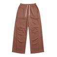 thumbnail image 6 of Smsaxvxz Sweatpants for Men Lightweight Elastic Waist Drawstring Jogger Pants Casual Loose Straight Leg Trousers with Pockets Coffee S, 6 of 7