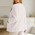 thumbnail image 5 of Women's Floral Textured Bed Jacket Long Sleeve Button Front Lounge wear Coat With Pockets (White M), 5 of 6