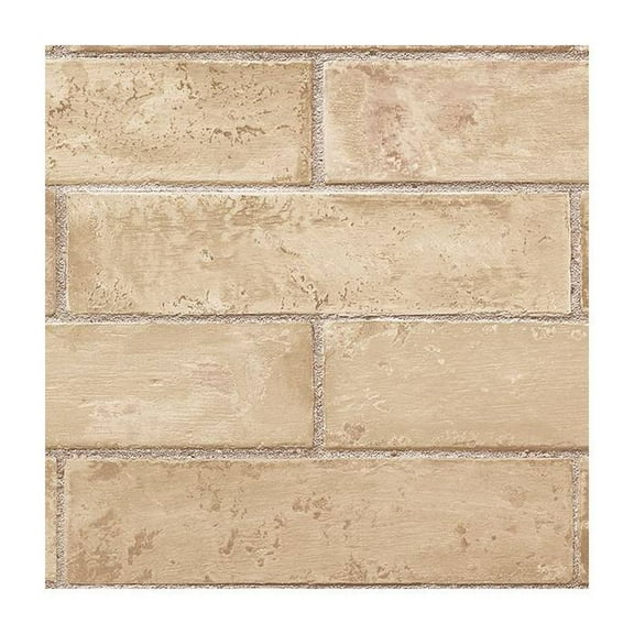 Concord Wallcoverings Textured Wallpaper Faux Featuring Bricks, Beige Cream, 21 In x 33 Ft (56 sq. ft), TE29327