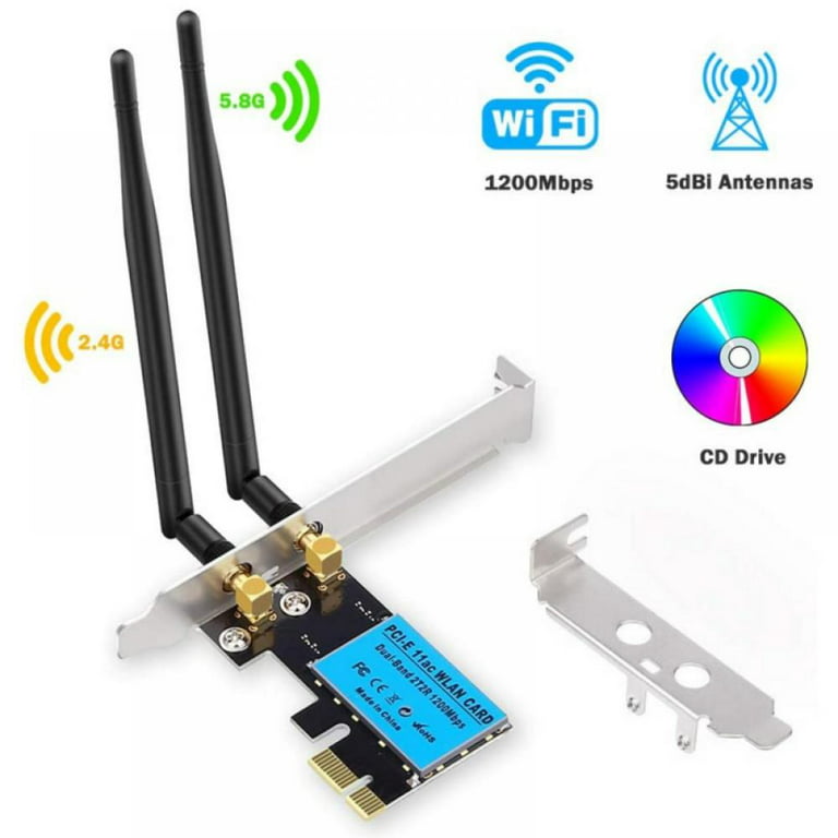 1200Mbps PCIe WiFi Card with bluetoot-h, Dual Band 2.4GHz and 5GHz  bluetoot-h 4.0 WLAN Wireless Adapter for PC Desktop, Supports Windows XP,  Win 7,Win 8,Win 8.1,Win 10 