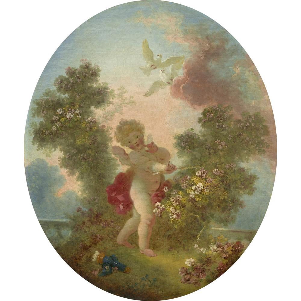 Jean-Honoré Fragonard 12x14 Black Modern Framed Museum Art Print Titled - Love the Sentinel (C. 1773-1776)