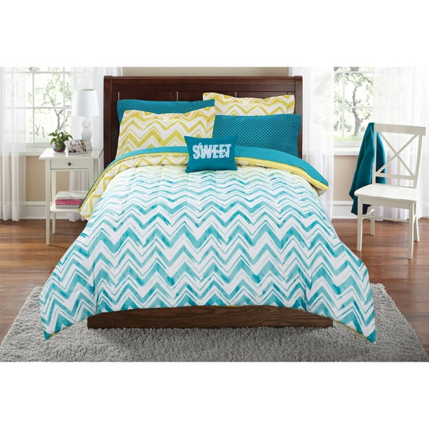 Mainstays Ombre Chevron Bed in a Bag Coordinating Bedding Set, King