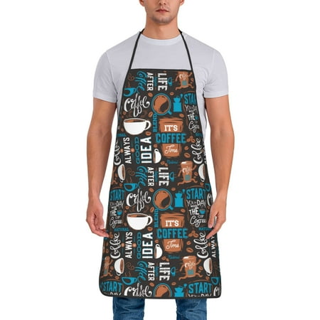 

Jgfou Coffee Lover Print Print Anti-fouling Apron for Men Women Waterproof Oil-Proof Kitchen Apron with Adjustable Straps Pocket and No-Pill No-Fade Fabric