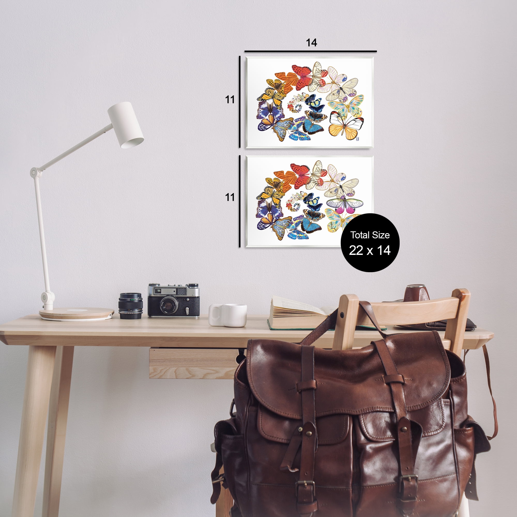 Stupell Industries Fly Away Butterfly Spirals Animals Painting Unframed Art Print Wall Art, 14 x 11, Set of 2