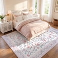 thumbnail image 5 of Lahome Washable 8'x10' Area Rug, Pink Vintage Floral Rugs for Living Room, Soft Non-Slip Low Pile Large Carpet for Bedroom Girls, Cute Flower Nursery Playroom Dorm Decor, Pink, 5 of 11