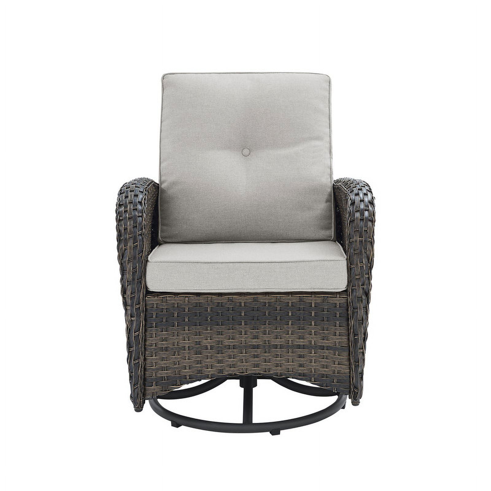 PARKWELL 3-Piece Outdoor Swivel Gliders with Thick Cushions and Side Table,Rattan Wicker Bistro Furniture Set,Brown Wicker,Beige Cushion