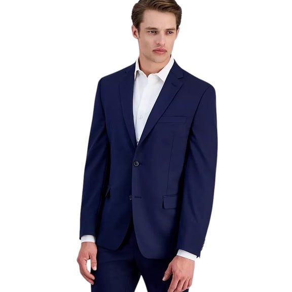 Alfani Mens Slim fit Suit Jacket Blazer 38 R Navy Blue Solid Stretch