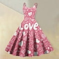 thumbnail image 2 of Valentines Day Sleeveless Vintage Dress Heart Print Pattern Casual A-line Midi Summer Dresses Pink 2XL, 2 of 5