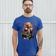 thumbnail image 3 of Tee Hunt Marilyn Monroe Hot Rod T-Shirt Vintage Route 66 Drag Racing Men's Tee, Blue, Medium, 3 of 5