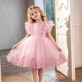 thumbnail image 2 of Makaor Flower Girl Dress for Weddings Ruffle Ruched Formal Dresses Mesh Cap Sleeve Ball Gown Dress Empire Waist Birthday Party Dresses, 2 of 8