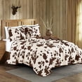thumbnail image 2 of Linen Mart Southwestern Rustic Cowhide Quilt Coverlet Soft Brushed Microfiber All Seasons Bedspread - 3 Piece Set (Queen), 2 of 7