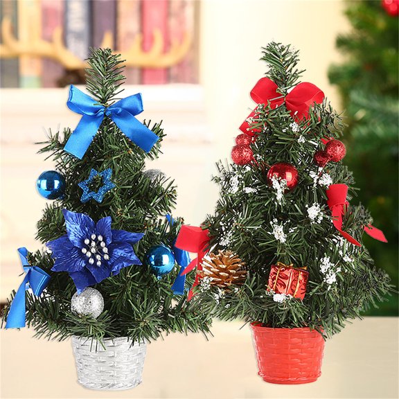 AURORA TRADE Small Christmas Tree Artificial Tree 11.81 inches with Pine Cones, Suitable for Tabletop 3D Colorful DIY Shiny Small Xmas Tree Holiday Supplies