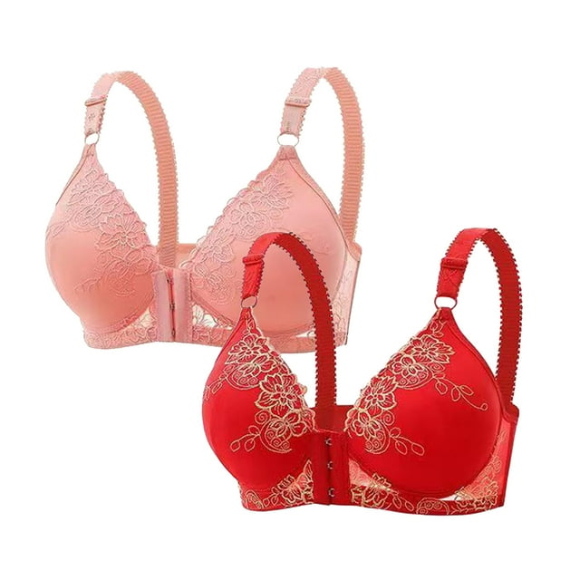 Woman Clearance Clothes under $10 Miqool 2 PC Minimizer Bras for Women Front Closure Full Coverage Underwire Bras Plus Size Lifting Lace Bra