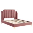thumbnail image 3 of Modway Daniella Performance Velvet Queen Platform Bed in Dusty Rose, 3 of 8