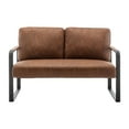 thumbnail image 2 of Andeworld Mid-Century Loveseat Sofa,Upholstered Faux Leather Loveseat 2-Seat Small Sofa Couch Metal Accent Chair for Living Room（Brown）, 2 of 8