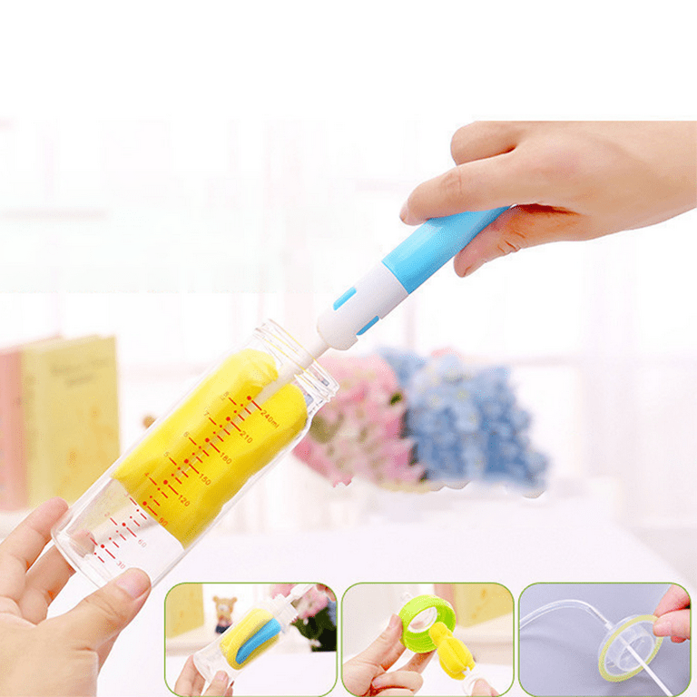 Baby Bottle Cleaning Kit Set of 9 Cleaning Brushes for Cleaning Baby Milk / Water Bottles, Nipples, Caps, Straws, Tubes, etc. Makes Your Bottle St