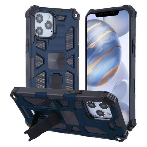 Apple iPhone 12 Pro Max /6.7" Phone Case Hybrid Armor Shockproof Heavy Duty with Kickstand Protective Rugged Dual Layers PC TPU Cover Blue for iPhone 12 PRO MAX
