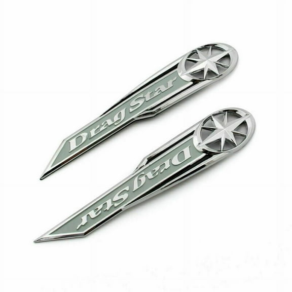 Motorrad Gas Tank Emblem Badge Decals Chrome for Yamaha Drag Star Silver