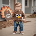 thumbnail image 3 of SonxaHe Boy's Sweatshirt Cute Embroidered Long Sleeve Pullover Top Baby Comfy Fall Casual Sweatshirts Brown,Sized 18-24 M, 3 of 8