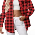 thumbnail image 5 of purcolt Womens Flannel Plaid Shirts Casual Long Sleeve Collared Tops Button Down Blouses Business Work Shirts with Pockets, 5 of 7